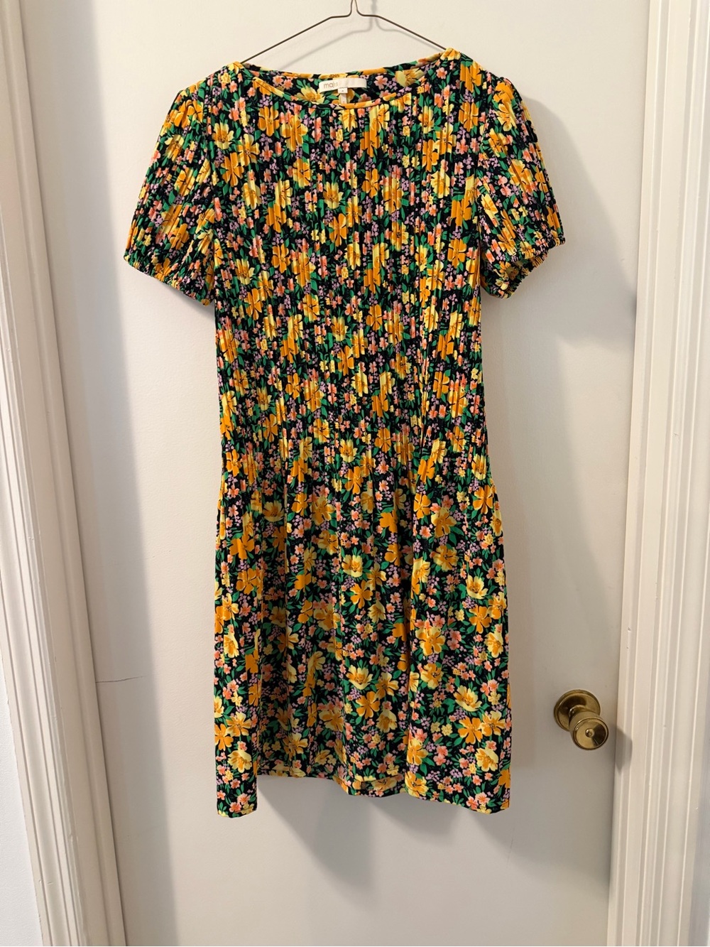 Maje Rockinie Floral Print Plissé
Crepe Puff Sleeve Mini Dress Sz M UEC